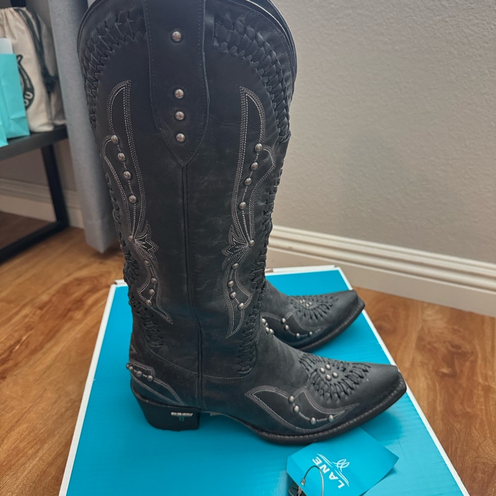 Lane COSSETTE Boots- Distressed Black size 10 - Picture 6 of 11